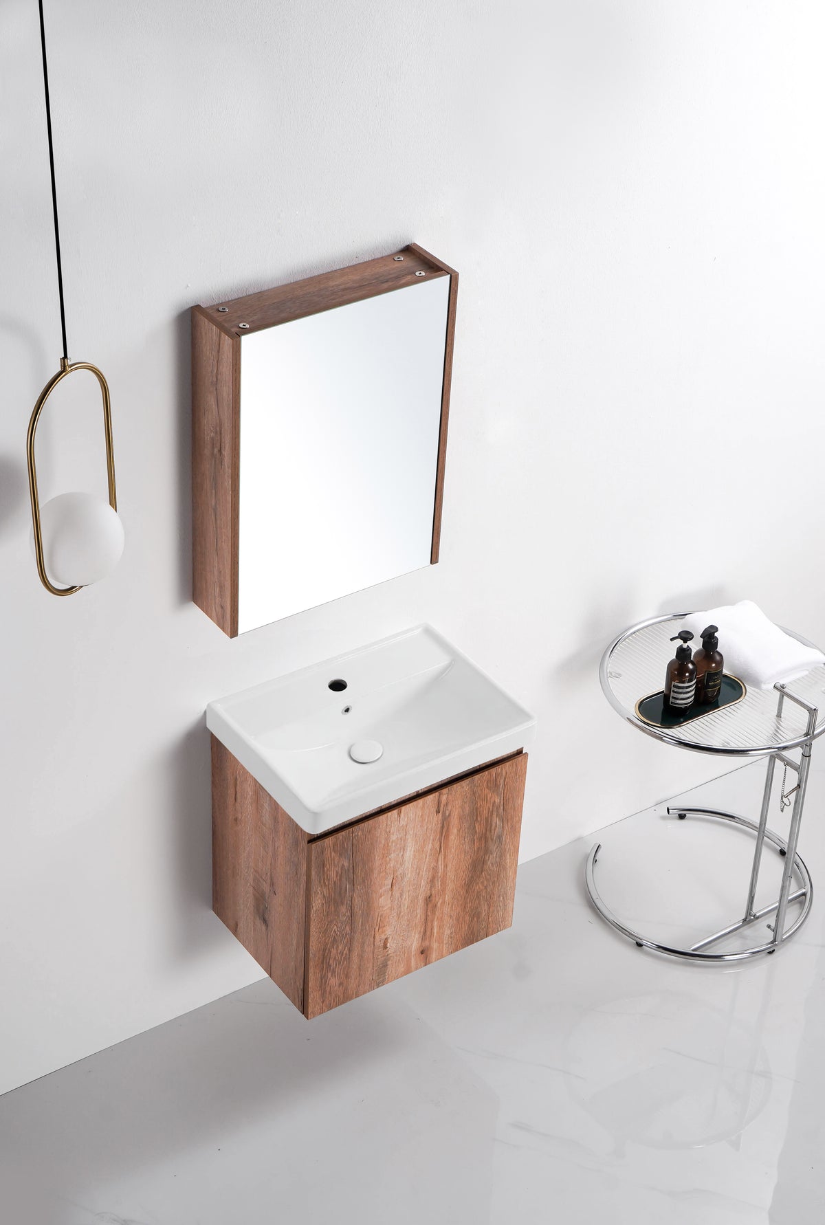 VASILE Bathroom Cabinet with Mirror – Wood Grain 500mm (VBC-4127-50)