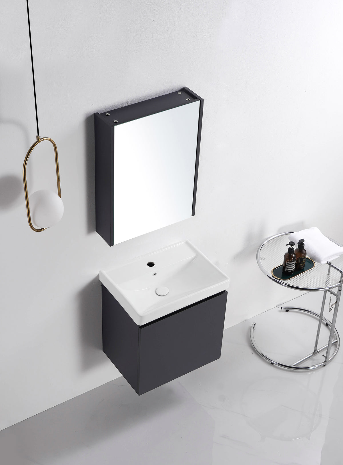VASILE Bathroom Cabinet with Mirror – Matt Grey 500mm (VBC-4128-50)