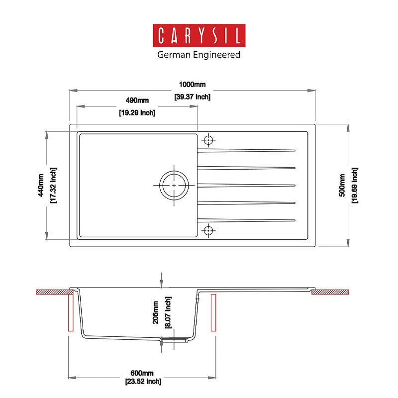 CARYSIL – Deluxe #1000 (1B +1D) Granite Kitchen Sink