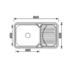 Monic i-860 Stainless Steel Inset Mount Single Bowl with Drainer Kitchen Sink