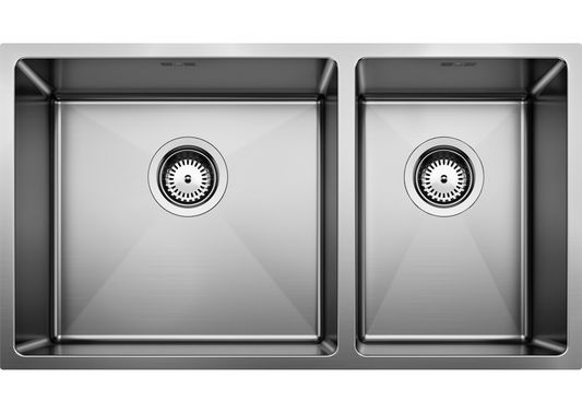 BLANCO QUATRUS R15 435/285-IU Premium Stainless Steel Double Bowl Kitchen Sink | Inset & Undermount Installation (235647)