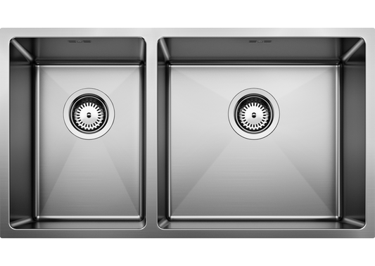 BLANCO QUATRUS R15 435/285-IU Premium Stainless Steel Double Bowl Kitchen Sink | Inset & Undermount Installation (235650)
