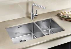BLANCO QUATRUS R15 435/285-IU Premium Stainless Steel Double Bowl Kitchen Sink | Inset & Undermount Installation (235650)