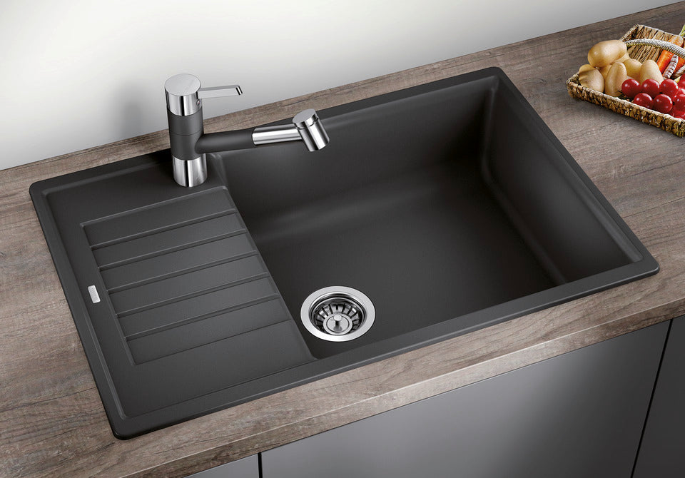 BLANCO ZIA XL 6 S Compact Premium Kitchen Sink with XL Bowl & Drainer - Black (526019)