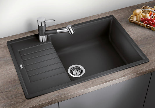 BLANCO ZIA XL 6 S Compact Premium Kitchen Sink with XL Bowl & Drainer - Black (526019)