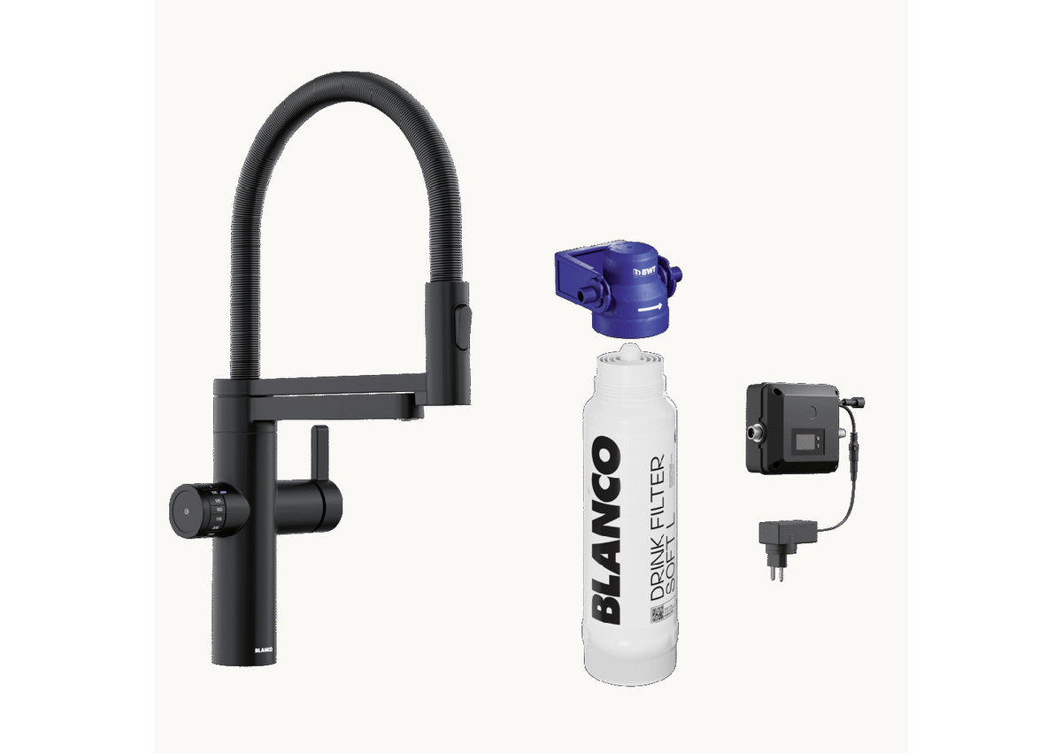 BLANCO drink.filter EVOL-S Pro Black Matt Filter Kitchen Tap (526636)