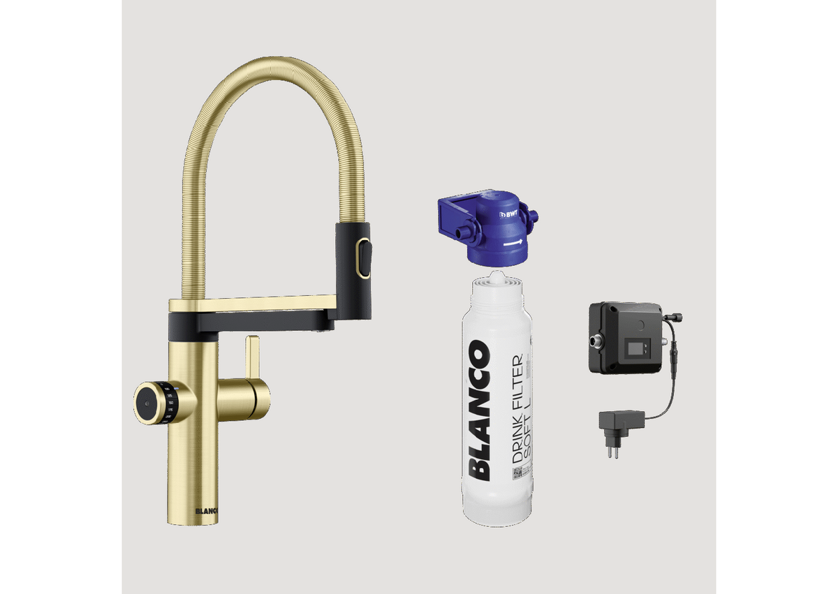 BLANCO drink.filter EVOL-S Pro Satin Gold Kitchen Tap (527430)
