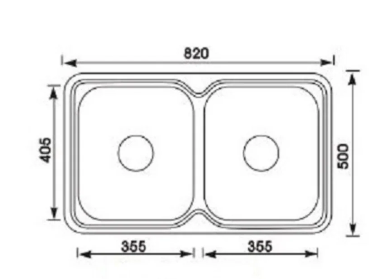 Monic i-820 Stainless Steel Inset Mount Double Bowl Kitchen Sink
