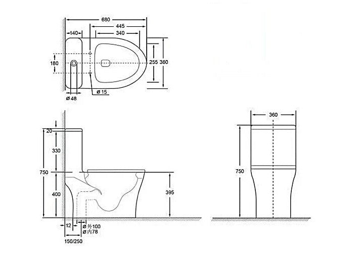 VASILE One-Piece Water Closet - Tornado (V-628)