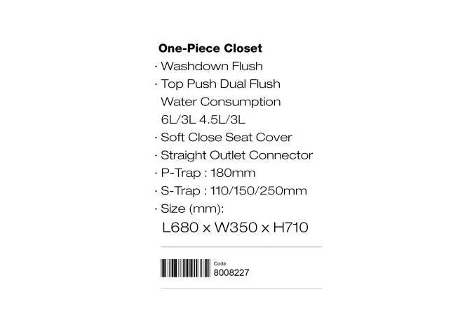 VASILE 1-Piece Toilet Bowl (V-519)