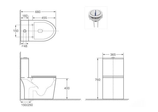 VASILE Toilet Bowl Rimless (V-599)