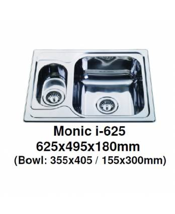 Monic i-625 Stainless Steel Inset Mount Double Bowl Kitchen Sink