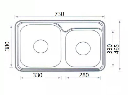 Monic i-730 Stainless Steel Inset Mount Double Bowl Kitchen Sink